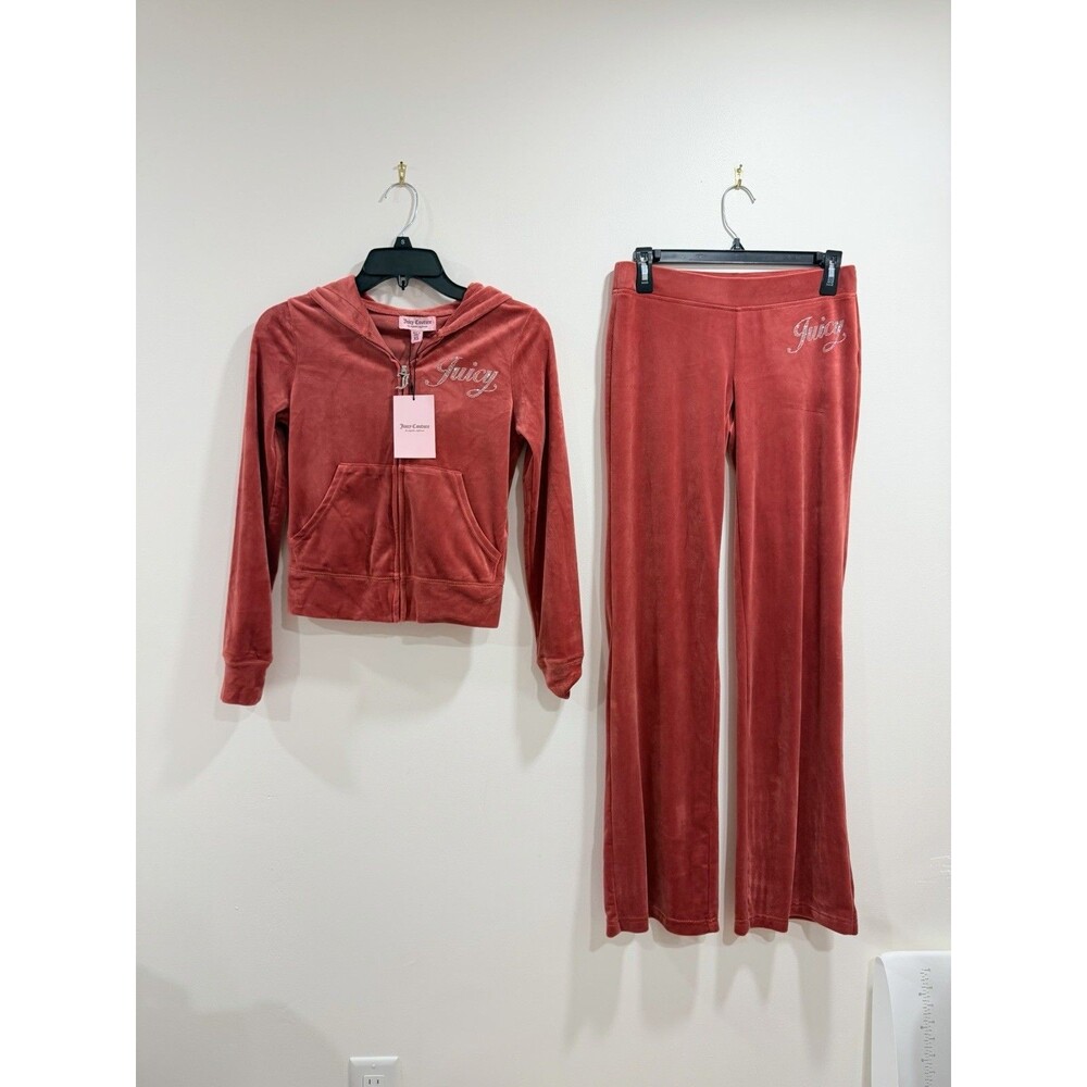 NWT Juicy Couture Baked Apple Velour Tracksuit Set XS Rhinestone Y2K